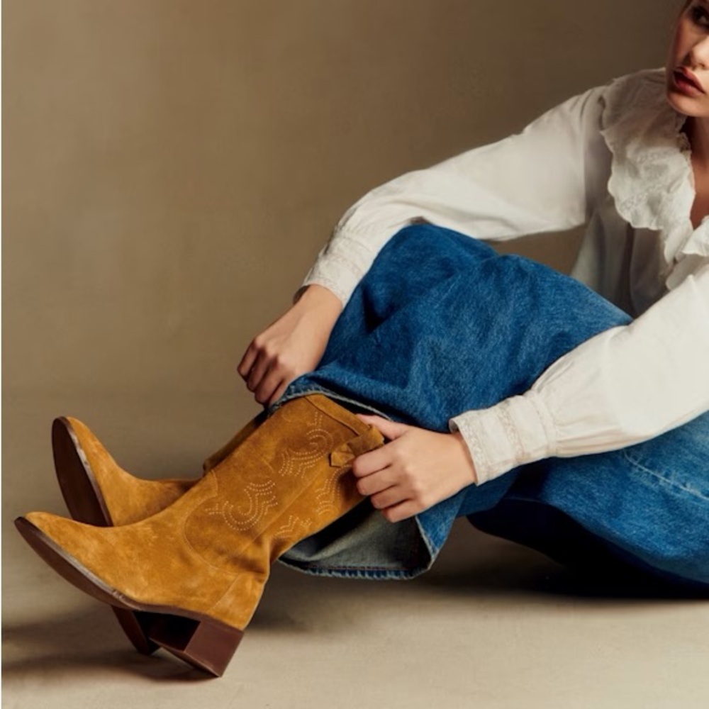 Sezane Ivana Boots in Tan Size 7 - Picture 2 of 5